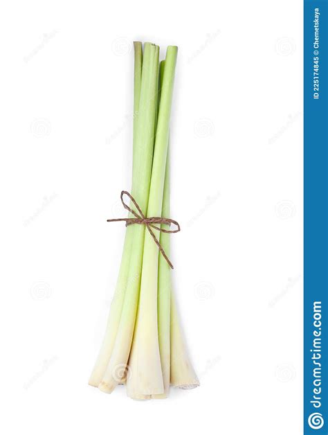 Bunch Of Fresh Lemongrass On White Background Top View Stock Image