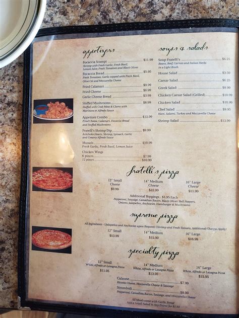 Menu At Fratelli S Italian Grill Restaurant Baton Rouge Wax Rd Y