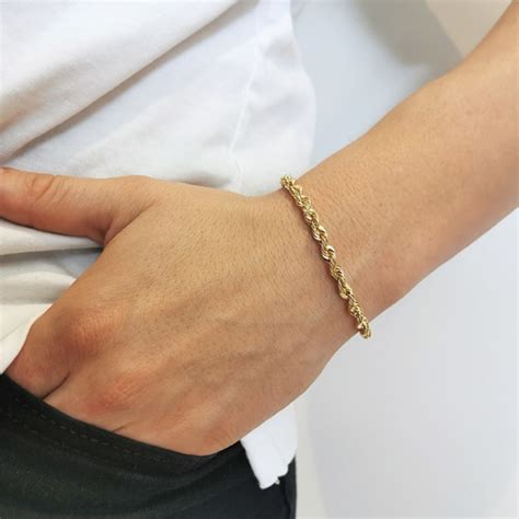 Pulsera Pulso Esclava Oro 14k Kilates Torzal 4 2mm 21cm Moon Rock MX