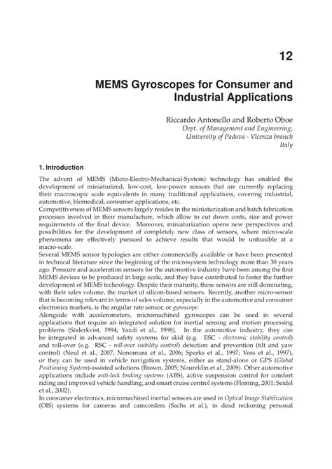 (PDF) MEMS Gyroscopes for Consumers and Industrial Applications