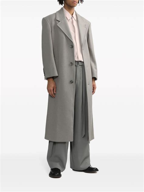 AMI Paris Single Breasted Virgin Wool Blend Coat Farfetch