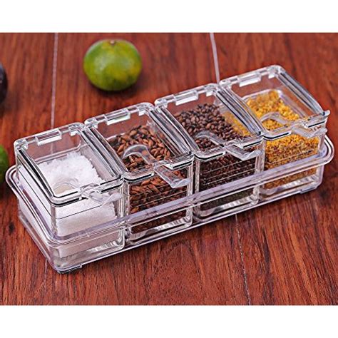 Kit Porta Condimento De Alimentos Temperos Crystal Seasoning Box