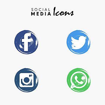 Social Media Collection Vector Png Images Multicolored Brush Made