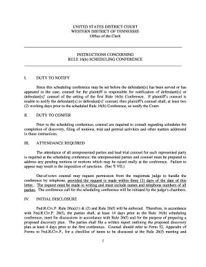 Fillable Online Tnwd Uscourts Judge Claxtons Rule 16b Scheduling