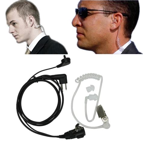 2 PIN Mic Covert Acoustic Tube EARPIECE HEADSET For Motorola Radio