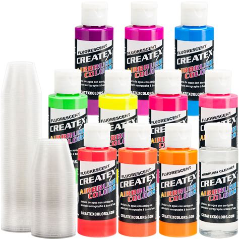 10 Createx Fluorescent Colors Airbrush Paint Set Craft Hobby Art Ebay