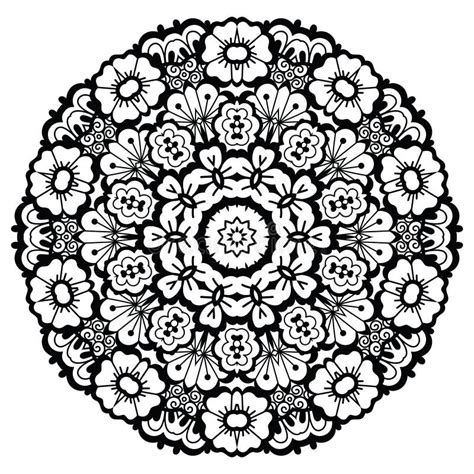 Rund Mandala Svart White Vektor Illustrationer Illustration Av Medling