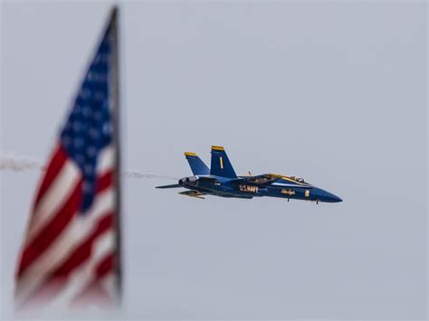 Blue Angels Commander Flies By American Flag Smithsonian Photo