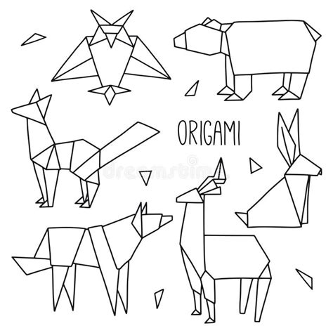 Japanese Origami Animals Flat Illustration Set Stock Vector ...