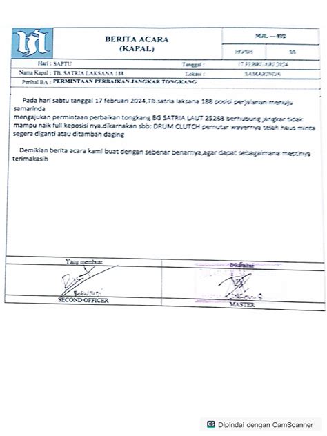 Berita Acara Perbaikan Jangkar Tongkang Pdf