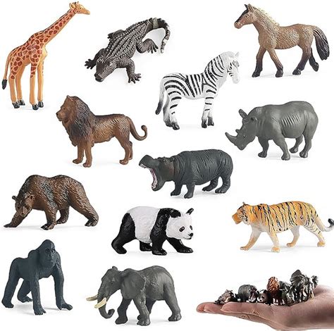 Amazon.com: Mini Safari Animal Figures Toy - 12PCS Plastic Tiny Forest ...