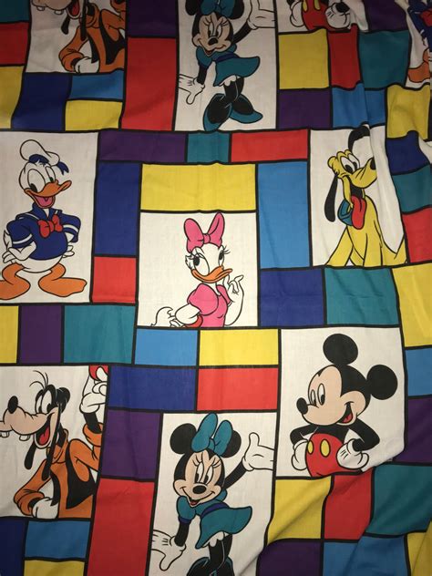 Vintage 1990s Mickey Mouse Twin Flat Sheet Walt Disney Mickey And