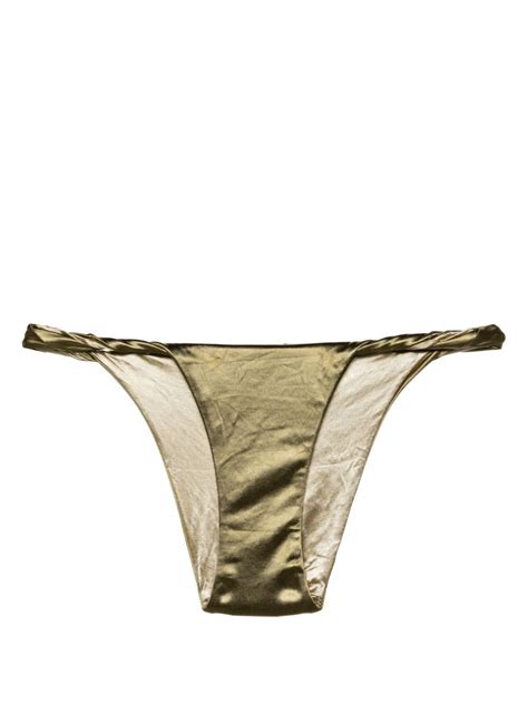 Isa Boulder Twist Detailed Reversible Bikini Bottoms Green Editorialist