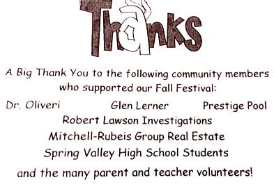 Thank you note from Bendorf Elementary School - Glen Lerner Gives Back