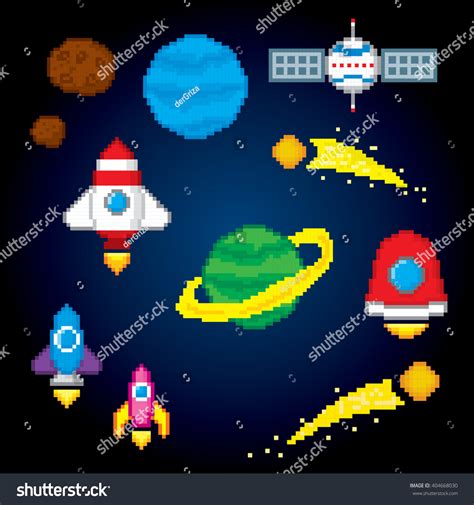 Space Icons Set Pixel Icons Pixel Stock Vector Royalty Free 404668030