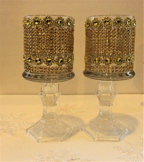 Set Of 10 Tall Glass Candle Holder Wedding Centerpiece Bling Candle Holder Tall Rhinestone