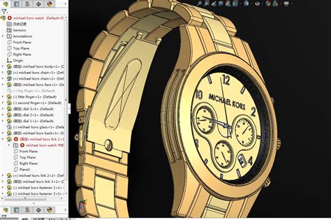 Michael Kors金手表模型3d图纸 Solidworks设计