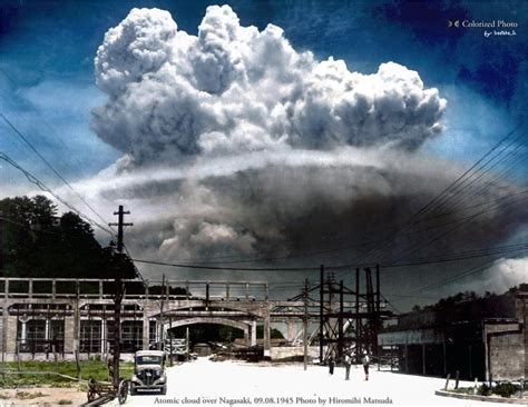 Atomic cloud over Nagasaki, Sept 8,1945 taken 15+ minutes after the explosion, seen from a ...