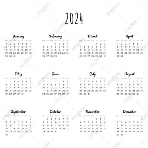 Calendrier 2024 Au Style Minimaliste Png 2024 Calendrier 2024