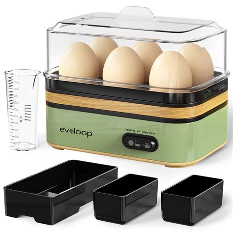 Evoloop Rapid Egg Cooker Electric 6 Eggs Capacity Soft Medium Hard Boiled Poacher Omelet