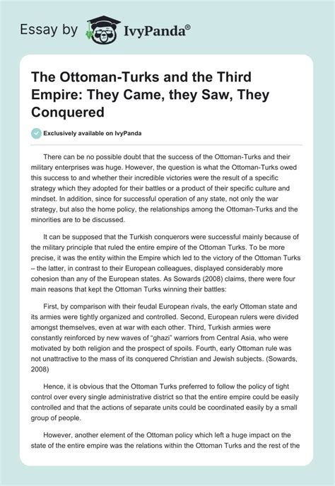 The Ottoman Turks And The Third Empire They Came They Saw They