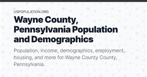 Wayne County Pennsylvania Population Income Demographics