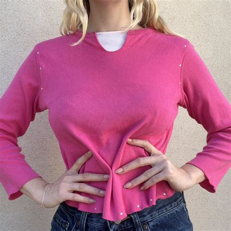 Hot Pink Sparkly Y K Double Layered Bedazzled Depop