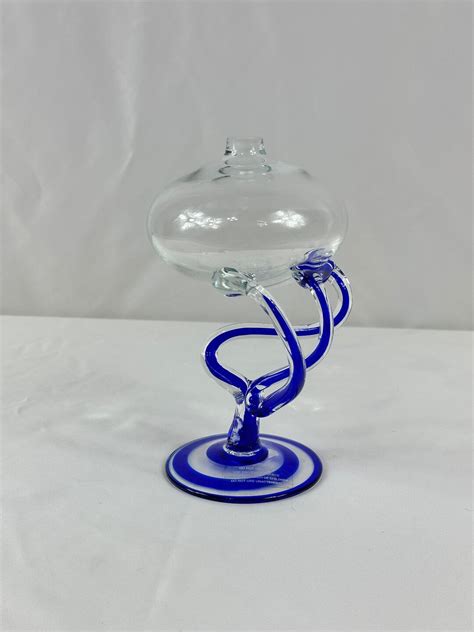 Vintage Jozefina Krosno Poland Hand Made Jellyfish Art Glass 7 Oil Lamp