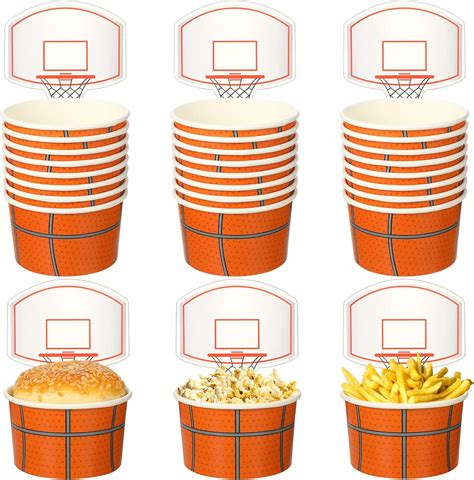 Sunnyray 24 Sets Basketball Hoop Snack Cups With Cards