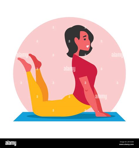 Woman Practicing Yoga Vector Illustration In Flat Cartoon Style Yoga