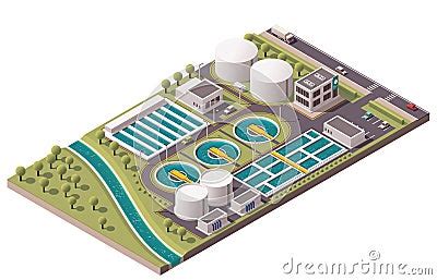 Vector Isometric Water Treatment Plant Stock Vector Image