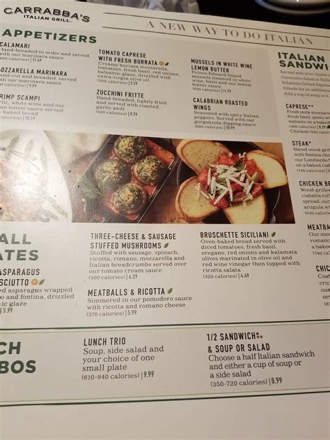 Menu At Carrabbas Italian Grill Restaurant Merritt Island