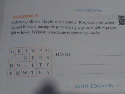 Odszukaj słowo ukryte w diagramie Rozpocznij od zaznaczonej litery a