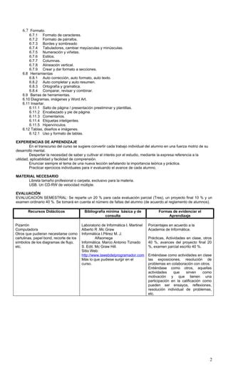 Formato Programa Para Alumnos De Info I Vero Pdf