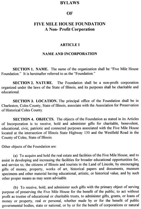 Bylaws — Five Mile House