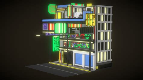 Cyberpunk Voxel Building Download Free 3d Model By Antoniojmonteiro