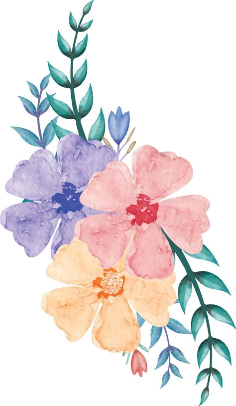 ilustração digital de flores e folhas em aquarela você pode usar este