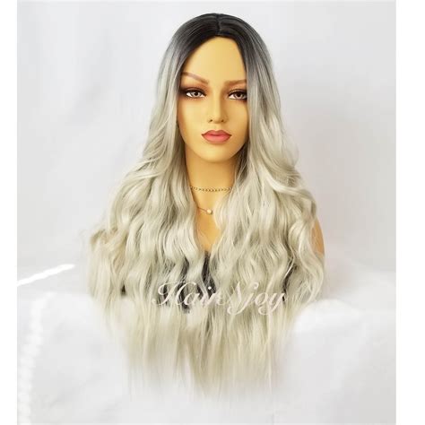 Platinum Blonde Wig Long Wavy Wig Blonde Long Wig Natural Etsy