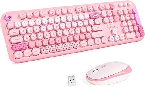 Knowsqt Wireless Keyboard And Mouse Combo Lovely Pink Rainbow G