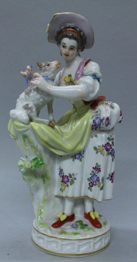 Meissen Figure Of Woman With Sheep Porcelain Eggs Porcelain Teapot