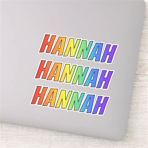 First Name Hannah W Fun Rainbow Coloring Sticker Zazzle