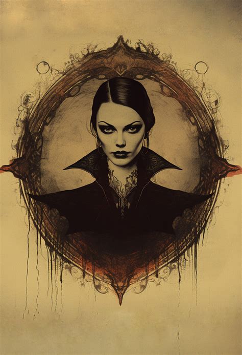 Wall Art Print Lady Vampire Portrait Poster Gothic Poster Vampire