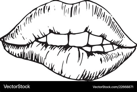 Biting Lip Drawing The best selection of royalty free biting lip vector ...