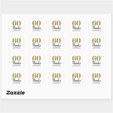 30th 40th 50th 60th 70th 80th Birthday Party Favor Square Sticker Zazzle