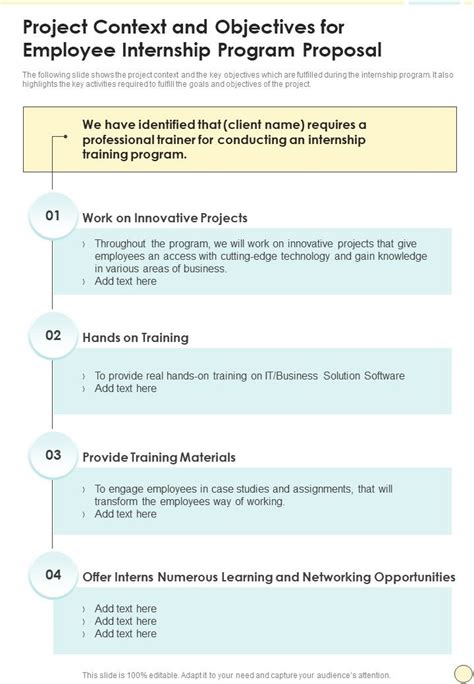 Project Context And Objectives For Employee Internship Program One