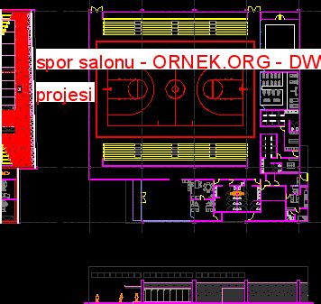 Proje Sitesi Spor Salonu Autocad Projesi