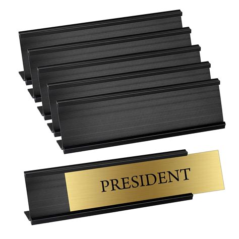 Buy Set Of Sturdy And Elegant Black Aluminum Desk Name Plate Holder