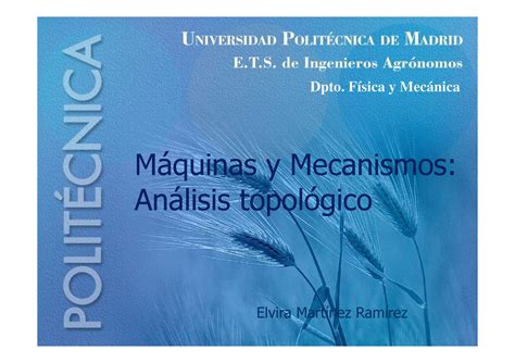 Análisis Y Síntesis De Máquinas Y Mecanismos Dpto Física Y Mecánica