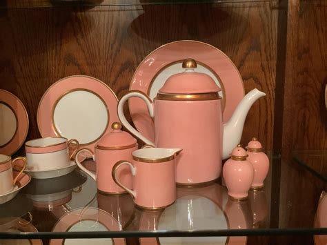 Fitz Floyd China Set Gorgeous Salmon Color Estatesales Org