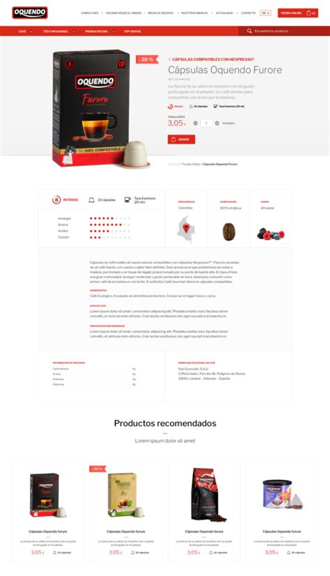 Cafés Oquendo diseño y desarrollo ecommerce proun Madrid Asturias